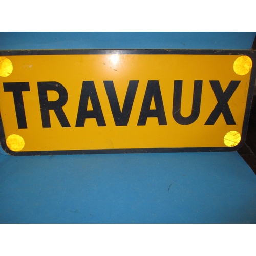 334 - A vintage French factory sign “Travaux” (Works) Having general use-related marks, approx. size 85x34... 