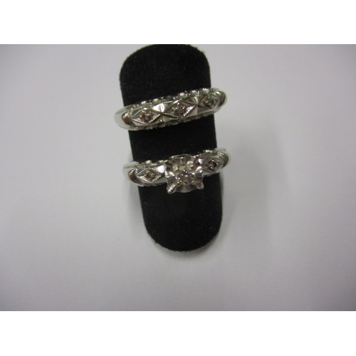 Two 14k white gold and diamond rings, approx. ring size ‘L’, approx. parcel gross weight 5.8g in good useable pre-owned condition