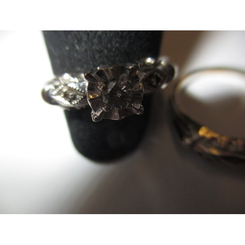 36 - Two 14k white gold and diamond rings, approx. ring size ‘L’, approx. parcel gross weight 5.8g in goo... 