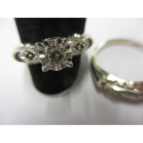 36 - Two 14k white gold and diamond rings, approx. ring size ‘L’, approx. parcel gross weight 5.8g in goo... 