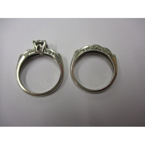 36 - Two 14k white gold and diamond rings, approx. ring size ‘L’, approx. parcel gross weight 5.8g in goo... 