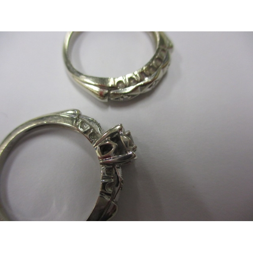 36 - Two 14k white gold and diamond rings, approx. ring size ‘L’, approx. parcel gross weight 5.8g in goo... 