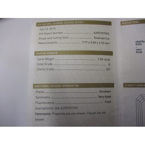 43 - Foreign mark, tested as platinum and diamond ring, the central emerald cut stone being 1.5ct colour ... 