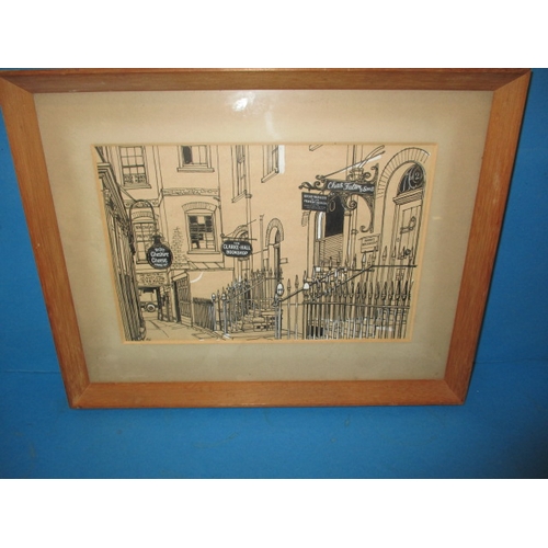 327 - Original drawing for “The Book of the City” 1961 by Ronald Saxby, approx. frame size 39x30, in good ... 