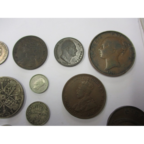 156 - A parcel of Georgian and later coins, to include silver and part-silver examples and a Russian coppe... 