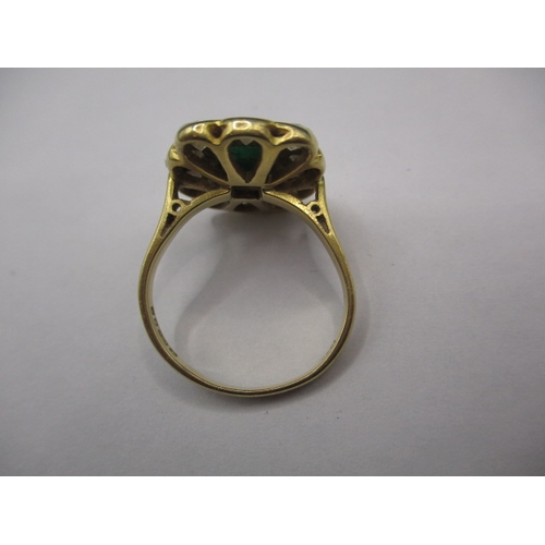 25 - An antique 18ct yellow gold diamond and emerald ring, approx. ring size ‘N’ set with 10 diamonds and... 