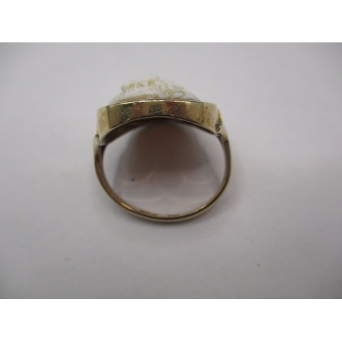 26 - A 9ct yellow gold cameo ring, approx. ring size ‘S’ approx. weight 7.2g with a well carved shell cam... 