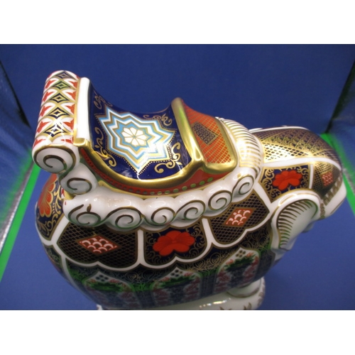 271 - A large Royal Crown Derby elephant, with gold stopper, in used condition with no observed damage or ... 