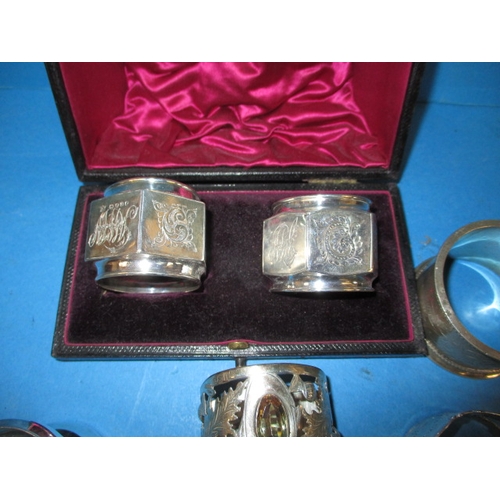 202 - A parcel of silver and white metal items, to include napkin rings and a jug, all in good used condit... 