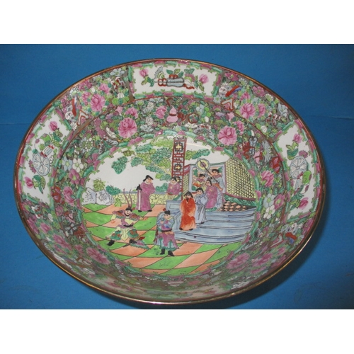 267 - An antique Chinese famille rose porcelain bowl, approx. diameter 32cm in excellent pre-owned conditi... 