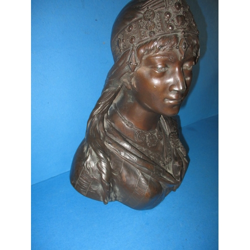 275 - An antique cast bronze bust, a highly detailed casting, approx. height 33cm, signed to back, Cesar C... 