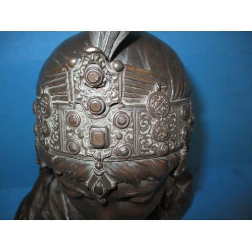 275 - An antique cast bronze bust, a highly detailed casting, approx. height 33cm, signed to back, Cesar C... 