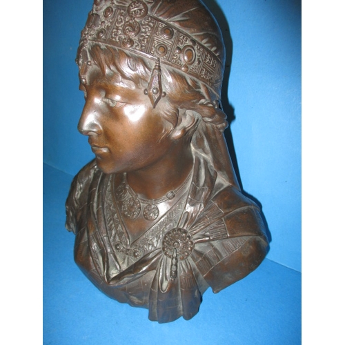 275 - An antique cast bronze bust, a highly detailed casting, approx. height 33cm, signed to back, Cesar C... 