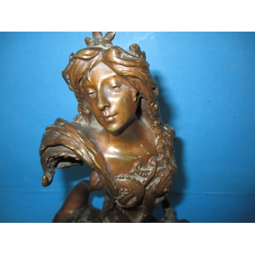 276 - An antique cast bronze figure of a stylized mermaid, signed to back G Flamand, approx. height 19cm, ... 