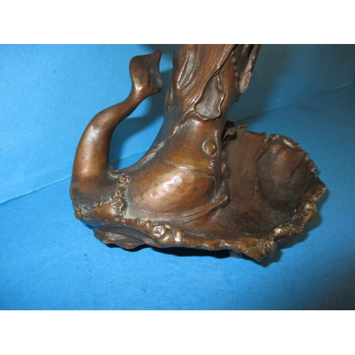 276 - An antique cast bronze figure of a stylized mermaid, signed to back G Flamand, approx. height 19cm, ... 