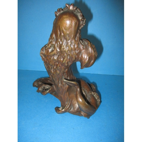 276 - An antique cast bronze figure of a stylized mermaid, signed to back G Flamand, approx. height 19cm, ... 