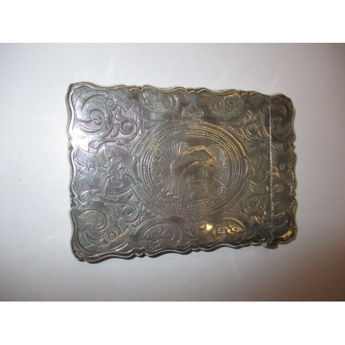 174 - A Victorian sterling silver card case, makers mark for George Unite, having a vacant cartouche, in g... 