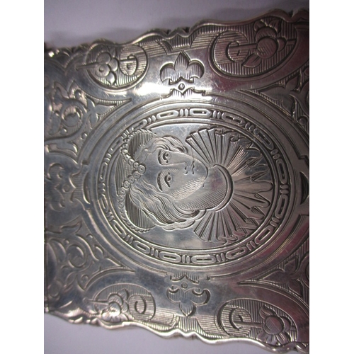 174 - A Victorian sterling silver card case, makers mark for George Unite, having a vacant cartouche, in g... 