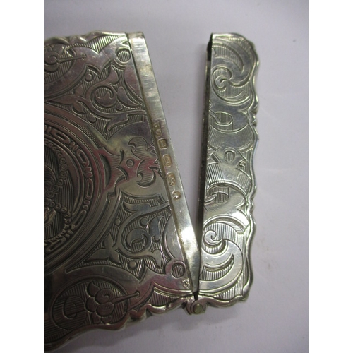 174 - A Victorian sterling silver card case, makers mark for George Unite, having a vacant cartouche, in g... 