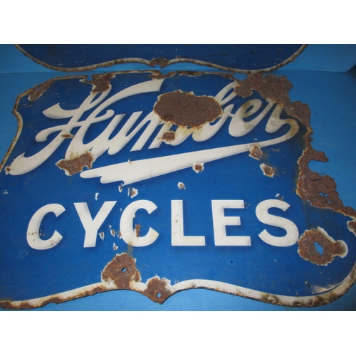 338 - Two antique Humber Cycles enamel advertising signs, approx. size 61x46cm both having age-related rus... 