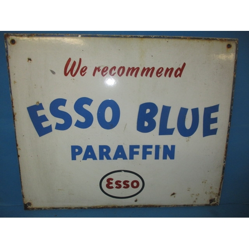 336 - A genuine vintage enamel advertising sing for ESSO Blue paraffin, being a double sided example, appr... 