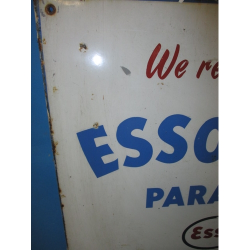 336 - A genuine vintage enamel advertising sing for ESSO Blue paraffin, being a double sided example, appr... 