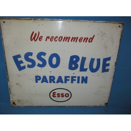 336 - A genuine vintage enamel advertising sing for ESSO Blue paraffin, being a double sided example, appr... 