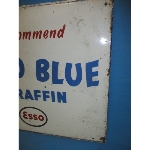 336 - A genuine vintage enamel advertising sing for ESSO Blue paraffin, being a double sided example, appr... 