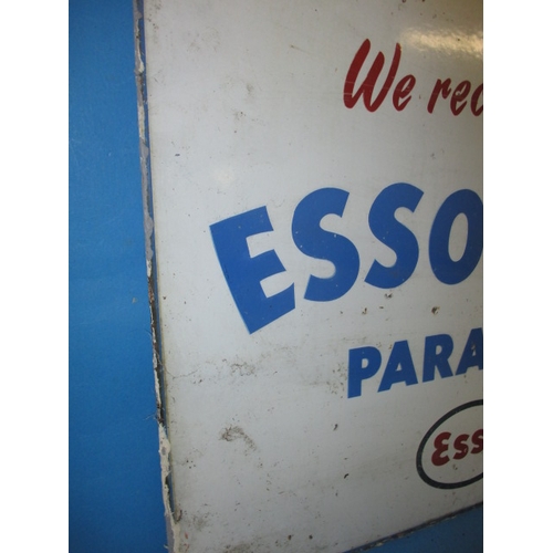 336 - A genuine vintage enamel advertising sing for ESSO Blue paraffin, being a double sided example, appr... 