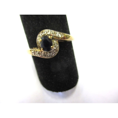 31 - A 9ct gold diamond and sapphire ring, approx. ring size ‘J’, approx. weight 1.7g in useable pre-owne... 