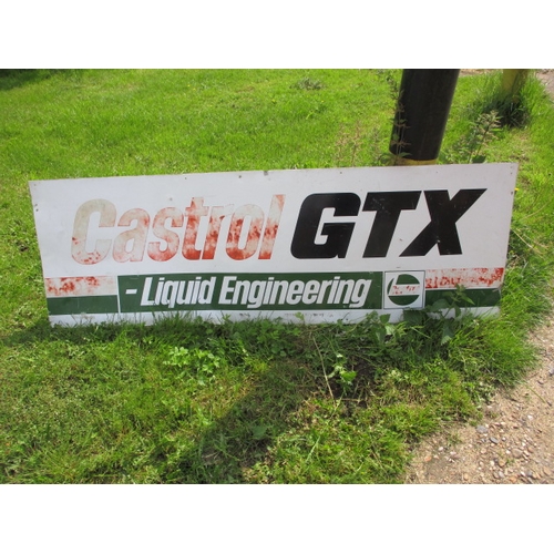 337 - A mid century aluminium Castrol GTX advertising sign. Some fading, denting around fixing holes. Appr... 