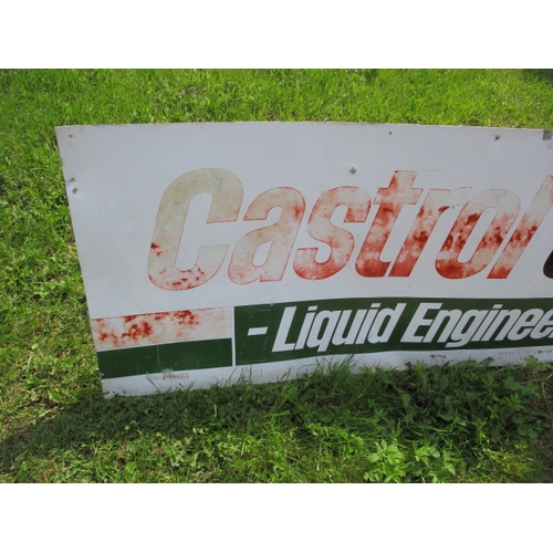 337 - A mid century aluminium Castrol GTX advertising sign. Some fading, denting around fixing holes. Appr... 