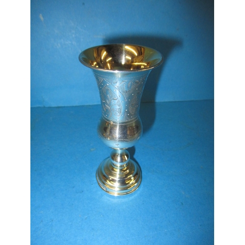 175 - A large sterling silver capstan type inkwell, approx. base diameter 17.5cm, having some shallow dent... 