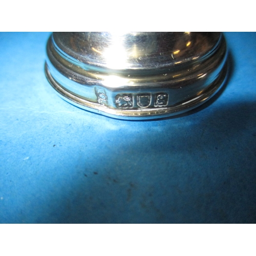 175 - A large sterling silver capstan type inkwell, approx. base diameter 17.5cm, having some shallow dent... 