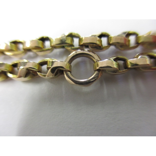 59 - A vintage 9ct gold muff chain, approx. linear length 157cm, approx. weight 28g in good useable pre-o... 