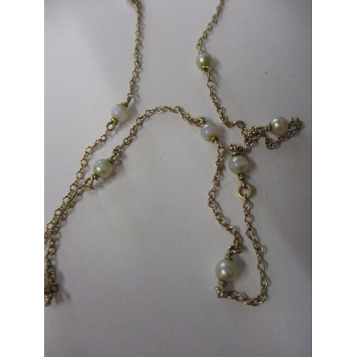 61 - A vintage 9ct gold and seed pearl necklace and a 9ct gold watch and strap, approx. gross parcel weig... 