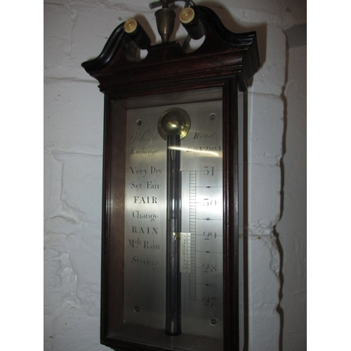 320 - A Regency mahogany stick barometer by J Smith Royal Exchange London C1820, approx. length 102cm in w... 