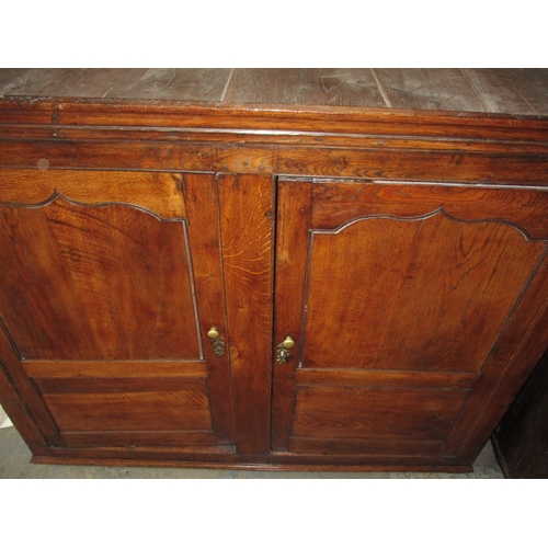 319 - An 18th Welsh oak game keepers cupboard having 3 secret lockable top drawers, comes in 2 parts, appr... 