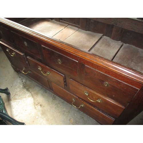 319 - An 18th Welsh oak game keepers cupboard having 3 secret lockable top drawers, comes in 2 parts, appr... 