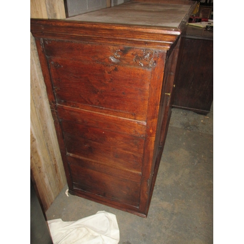 319 - An 18th Welsh oak game keepers cupboard having 3 secret lockable top drawers, comes in 2 parts, appr... 