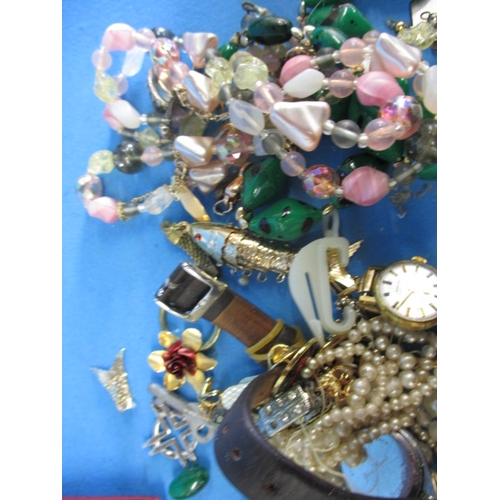 236 - A parcel of costume jewellery and watches, one ladies watch with 750 gold case, all in used conditio... 