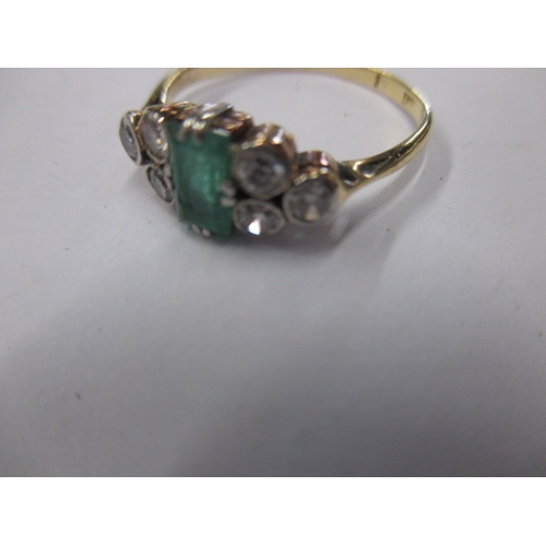 17 - A vintage 18ct yellow gold diamond and emerald dress ring, approx. ring size ‘M+’ emerald has some s... 