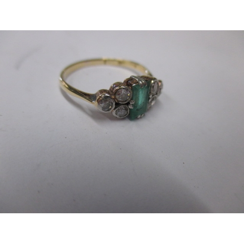 17 - A vintage 18ct yellow gold diamond and emerald dress ring, approx. ring size ‘M+’ emerald has some s... 