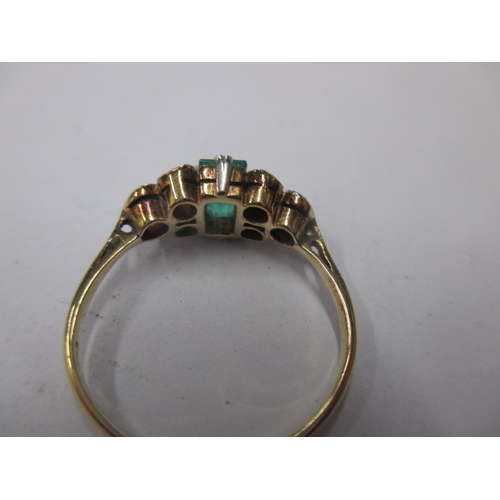 17 - A vintage 18ct yellow gold diamond and emerald dress ring, approx. ring size ‘M+’ emerald has some s... 