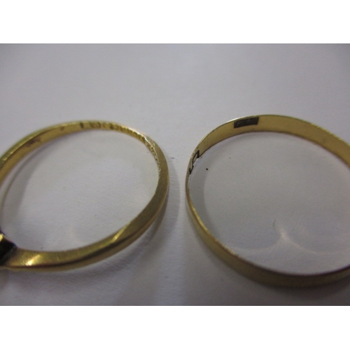 51 - 4 Gold rings all marked for 18ct, some damages, approx. gross parcel weight 7.6g