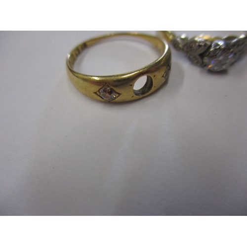 51 - 4 Gold rings all marked for 18ct, some damages, approx. gross parcel weight 7.6g