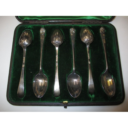 180 - A vintage cased set of 6 sterling silver tea spoons, in good pre-owned condition, approx. gross silv... 