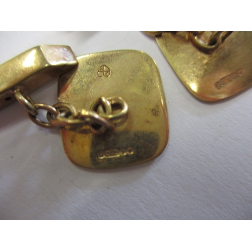 63 - A pair of 9ct yellow gold cufflinks, approx. gross weight 5.4g and a 9ct gold cased wrist watch, not... 