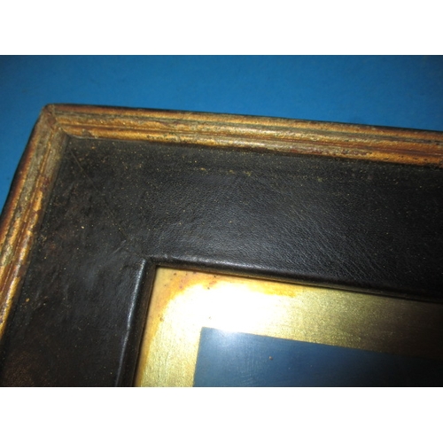 307 - Two early 20th century watercolour pictures in period leather covered frames, approx. frame sizes 51... 