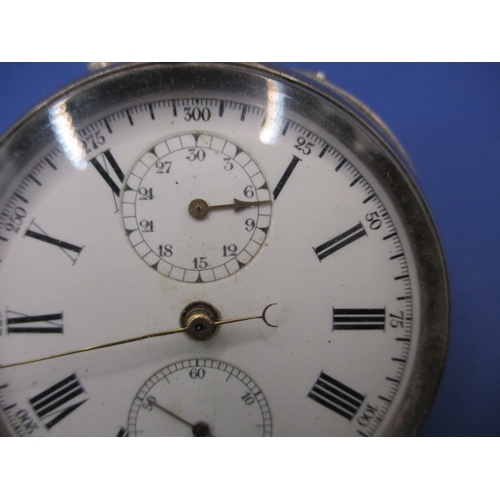 104 - A continental 935 silver cased pocket stop watch, in current working order with minor use-related ma... 